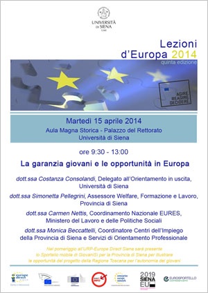 Locandina "La garanzia giovani e le opportunità in Europa"
