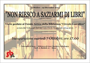 locandina "Non riesco a saziarmi di libri" locandina "Non riesco a saziarmi di libri"
