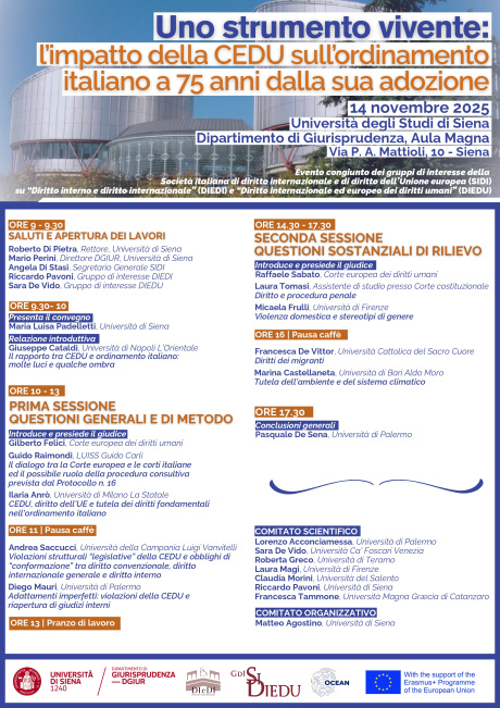  “Uno strumento vivente: l’impatto della CEDU sull’ordinamento italiano a 75 anni dalla sua adozione”