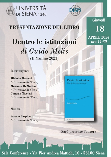 Presentazione del libro "Dentro le istituzioni" (Il Mulino, 2023) di Guido Melis