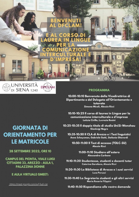 giornata di orientamento per le matricole del corso di laurea in Lingue per la comunicazione interculturale e d'impresa