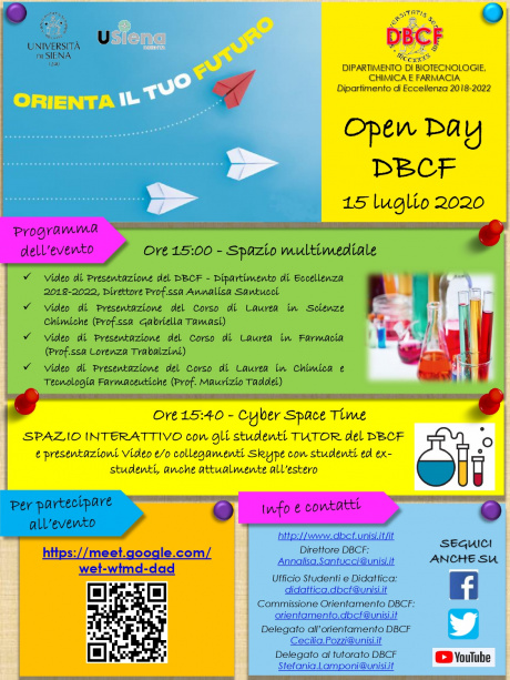 Digital Open Day - Dipartimento Biotecnologie, Chimica e Farmacia