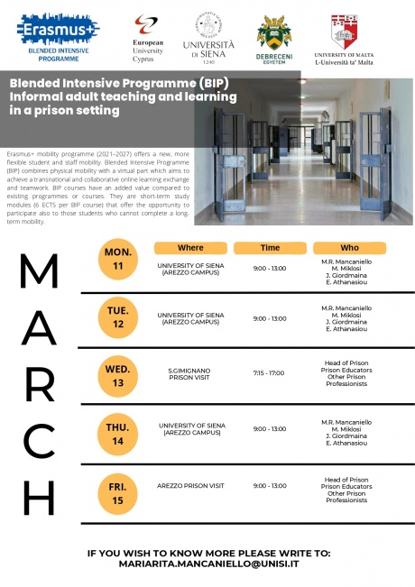 Ciclo di incontri "Informal adult teaching and learning in a prison setting"