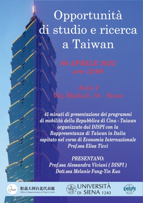 Opportunità di studio e ricerca a Taiwan