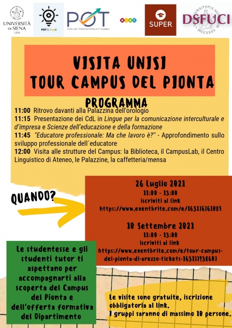 Visite di orientamento al Campus del Pionta Visite di orientamento al Campus del Pionta