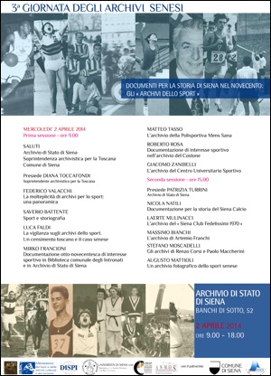 Locandina Terza giornata archivi senesi