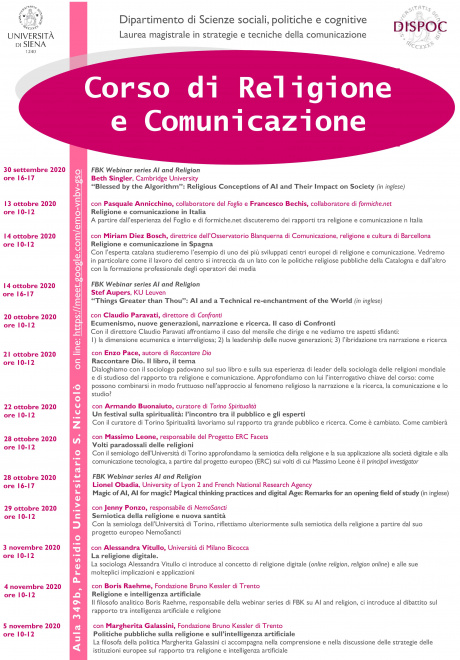 Corso di Religione e Comunicazione Corso di Religione e Comunicazione