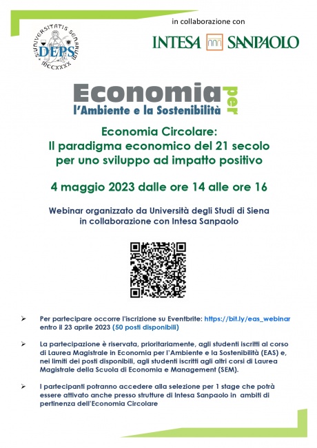 Webinar “Economia Circolare: il paradigma economico del 21° secolo per uno sviluppo ad impatto positivo”