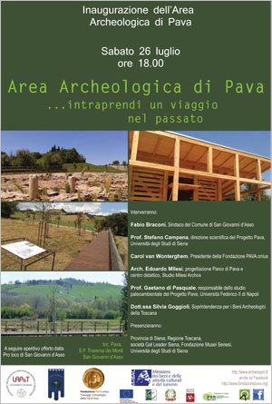 locandina inaugurazione area archeologica Pava