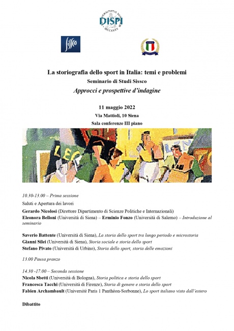 Seminario “La storiografia dello sport in Italia: temi e problemi” Seminario “La storiografia dello sport in Italia: temi e problemi”