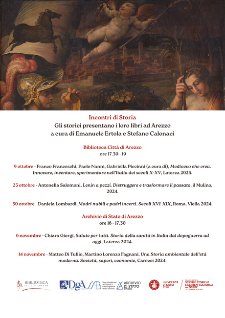 "Incontri di Storia", studiosi presentano i loro libri ad Arezzo "Incontri di Storia", studiosi presentano i loro libri ad Arezzo