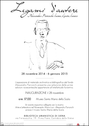 locandina "Legami d'autore. Alessandro Parronchi: l'uomo, il poeta, l'amico"