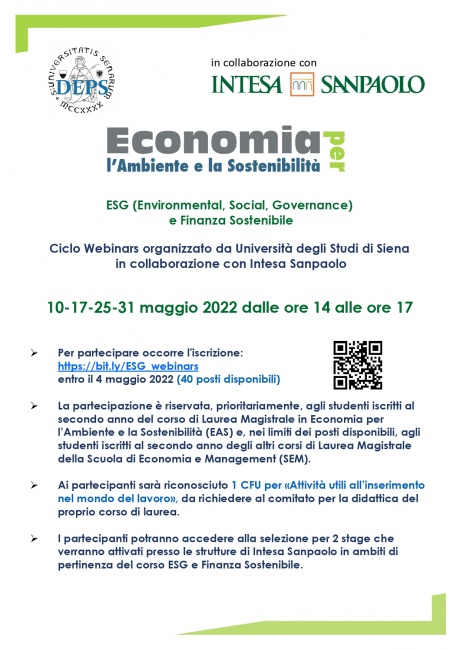  iscrizioni al corso ESG (Environmental, Social Governance) e Finanza sostenibile