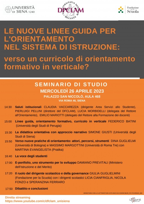 Seminario "Le nuove linee guida per l'orientamento nel sistema di istruzione: verso un curricolo di orientamento formativo in verticale?"
