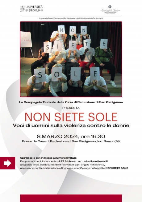 Casa di Reclusione di San Gimignano: spettacolo teatrale "Non siete sole. Voci di uomini sulla violenza contro le donne"