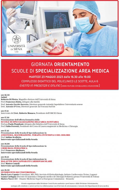  Giornata di orientamento Scuole di specializzazione di area medica