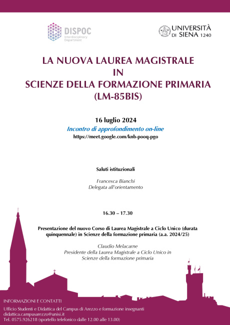 Presentazione nuova laurea magistrale in Scienze della formazione primaria