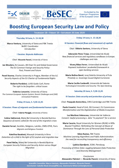 Convegno “Boosting European Security Law and Policy” Convegno “Boosting European Security Law and Policy”