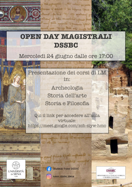 Digital Open Day Lauree magistrali dipartimento Scienze storiche e dei beni culturali