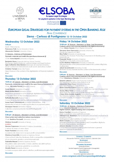 Final meeting “European Legal Strategies for payment systems in the Open Banking Age”