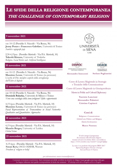 Ciclo di seminari “Le sfide della religione contemporanea”