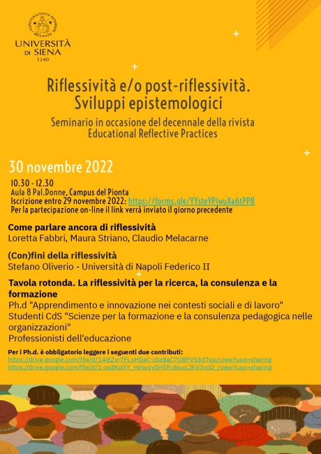 Arezzo: seminario "Riflessività e/o post-riflessività. Sviluppi epistemologici"