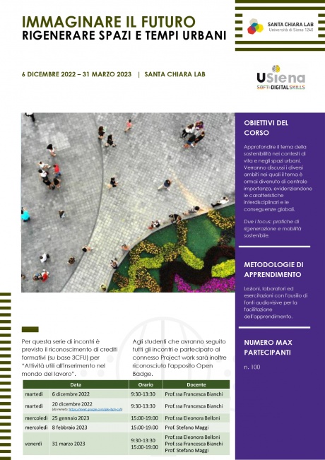 Aperte le iscrizioni al corso "Immaginare il futuro. Rigenerare spazi e tempi urbani"