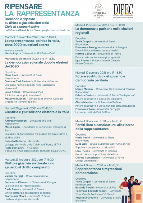 Ciclo di incontri on line “Ripensare la rappresentanza” Ciclo di incontri on line “Ripensare la rappresentanza”