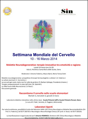 Locandina Settimana del Cervello 2014 Locandina Settimana del Cervello 2014
