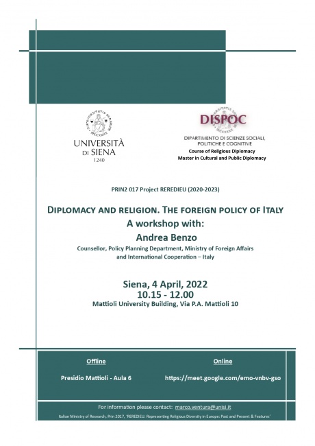 Workshop "Diplomacy and religion. The foreign policy of Italy"