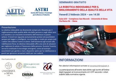 Seminario “La robotica indossabile per il miglioramento della qualità della vita”