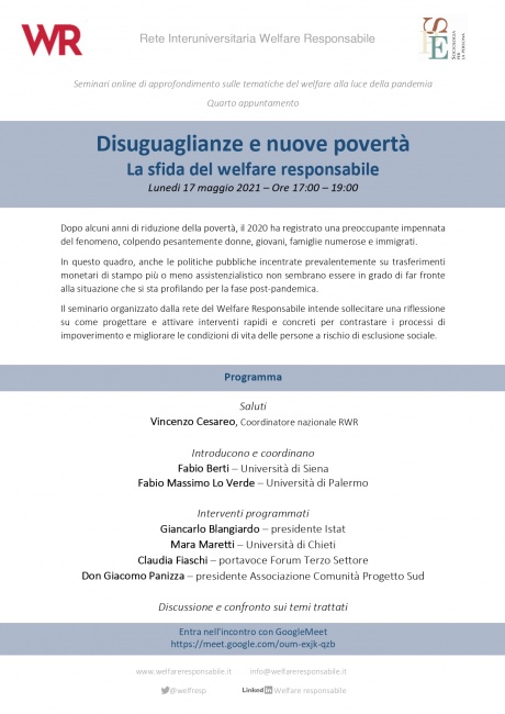 Disuguaglianze e nuove povertà. La sfida del welfare responsabile