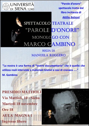 locandina spettacolo "Parole d'onore"