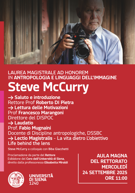 Unisi conferirà a Steve McCurry la laurea magistrale ad honorem
