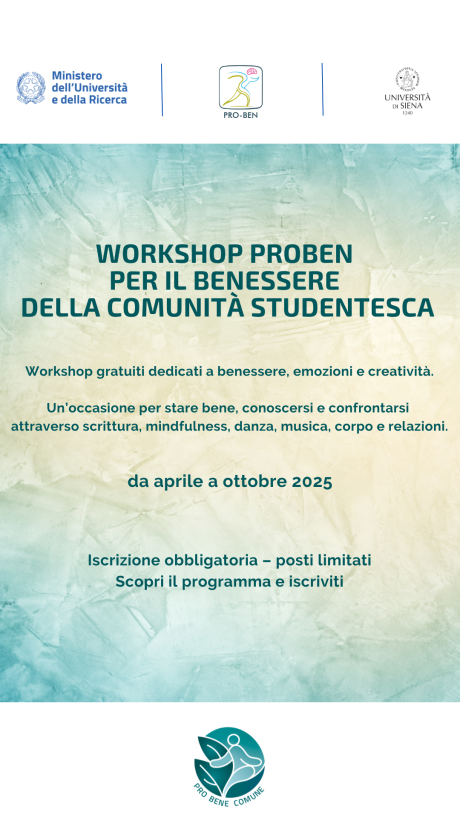 Workshop PROBEN: aperte le iscrizioni alle studentesse e agli studenti
