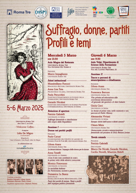 Convegno "Suffragio, donne, partiti. Profili e temi" Convegno "Suffragio, donne, partiti. Profili e temi"