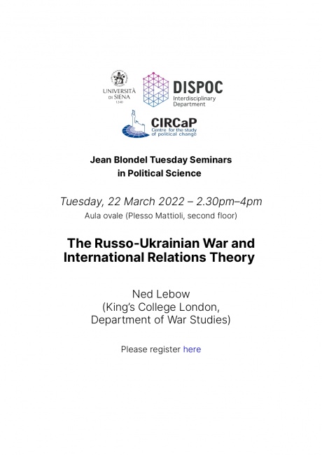Seminario "The Russo-Ukrainian War and International Relations Theory" Seminario "The Russo-Ukrainian War and International Relations Theory"