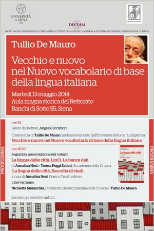locandina conferenza Tullio De Mauro