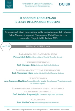 Locandina Seminario "Il sogno di Diocleziano e le sue inclinazioni moderne"