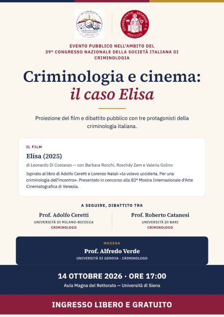 “Criminologia e cinema: il caso Elisa” “Criminologia e cinema: il caso Elisa”