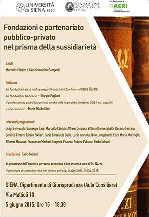 locandina "Fondazioni e partenariato pubblico-privato nel prisma della sussidarietà"