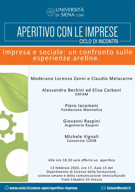 Arezzo: ciclo di incontri Aperitivo con le imprese - "Impresa e sociale"