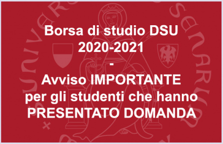 Borsa DSU: avviso importante per gli studenti che hanno presentato domanda Borsa DSU: avviso importante per gli studenti che hanno presentato domanda
