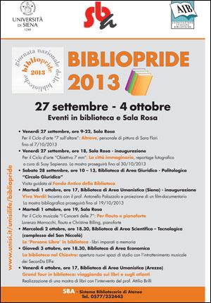 Locandina Bibliopride 2013 Unisi