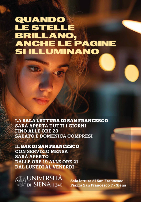 Aperti anche di sera bar e sala lettura del complesso di San Francesco