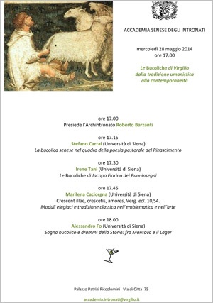 locandina "Le bucoliche di Virgilio dalla tradizione umanistica alla contemporaneità" locandina "Le bucoliche di Virgilio dalla tradizione umanistica alla contemporaneità"