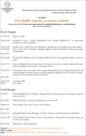 locandina "Inter-agire: parlando, ascoltando, mediando"