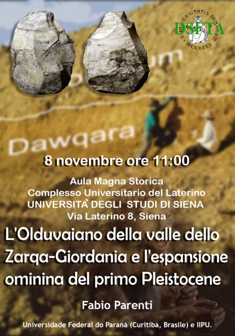 Conferenza "L'Olduvaiano della valle dello Zarqa-Giordania  e l’espansione ominina del primo Pleistocene"