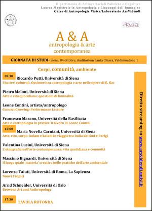 Locandina convegno "A&A: Anthropology & Art”