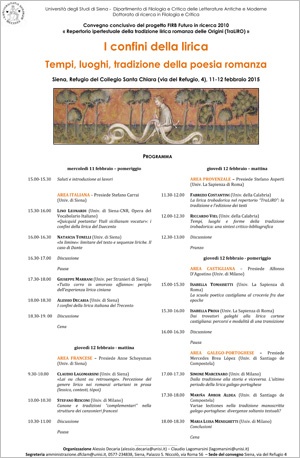 Convegno "I confini della lirica. Tempi, luoghi, tradizione della poesia romanza"